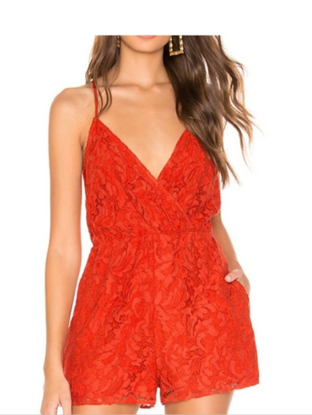 Lovers + Friends Greta Romper in Orange Size Small NWOT